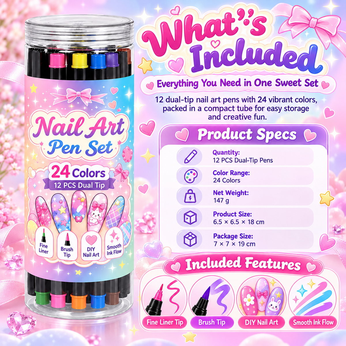 24-Color Nail Art Pen Set – Create Your Own Nail Designs at Home