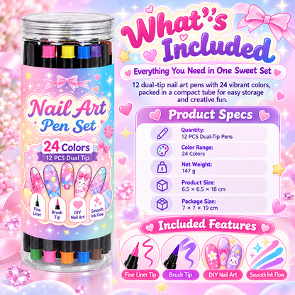 24-Color Nail Art Pen Set – Create Your Own Nail Designs at Home