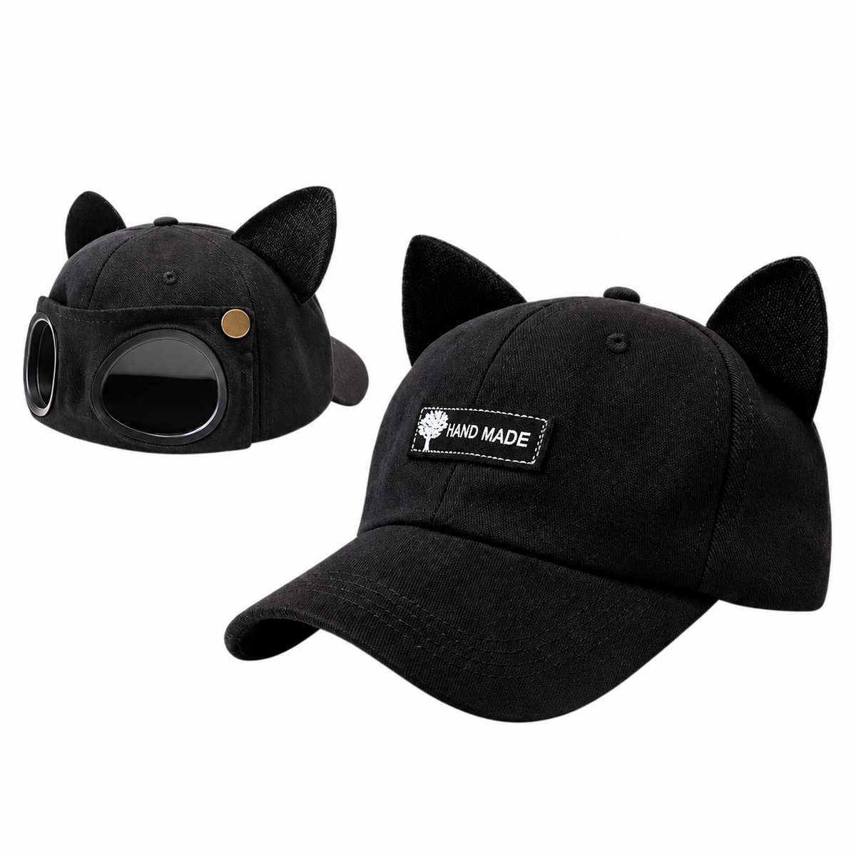 Retro Baseball Aviator Cap with Sunglasses-Inspired Detail – Classic & Cat Ear Styles