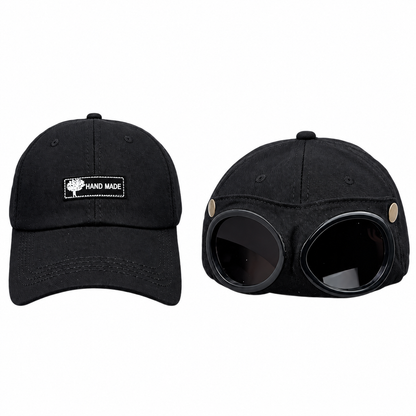 Retro Baseball Aviator Cap with Sunglasses-Inspired Detail – Classic & Cat Ear Styles