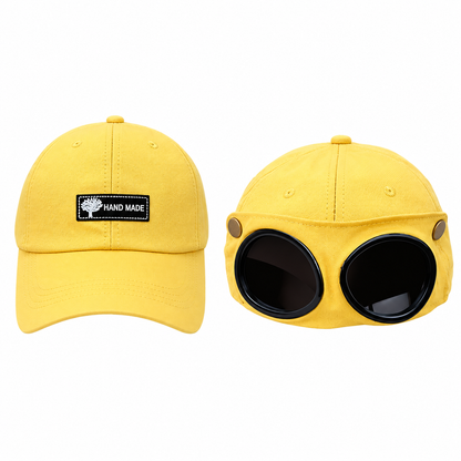 Retro Baseball Aviator Cap with Sunglasses-Inspired Detail – Classic & Cat Ear Styles