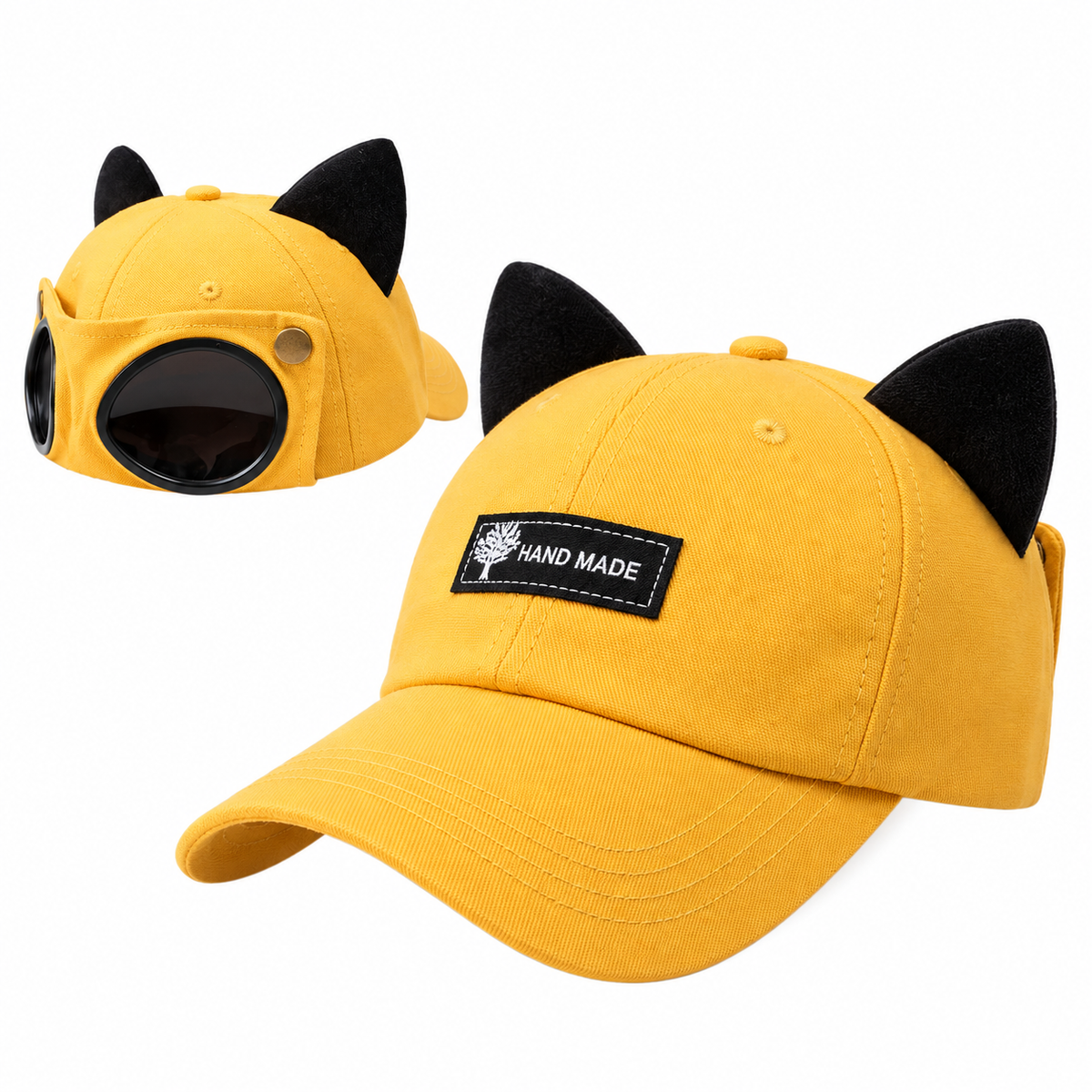 Retro Baseball Aviator Cap with Sunglasses-Inspired Detail – Classic & Cat Ear Styles