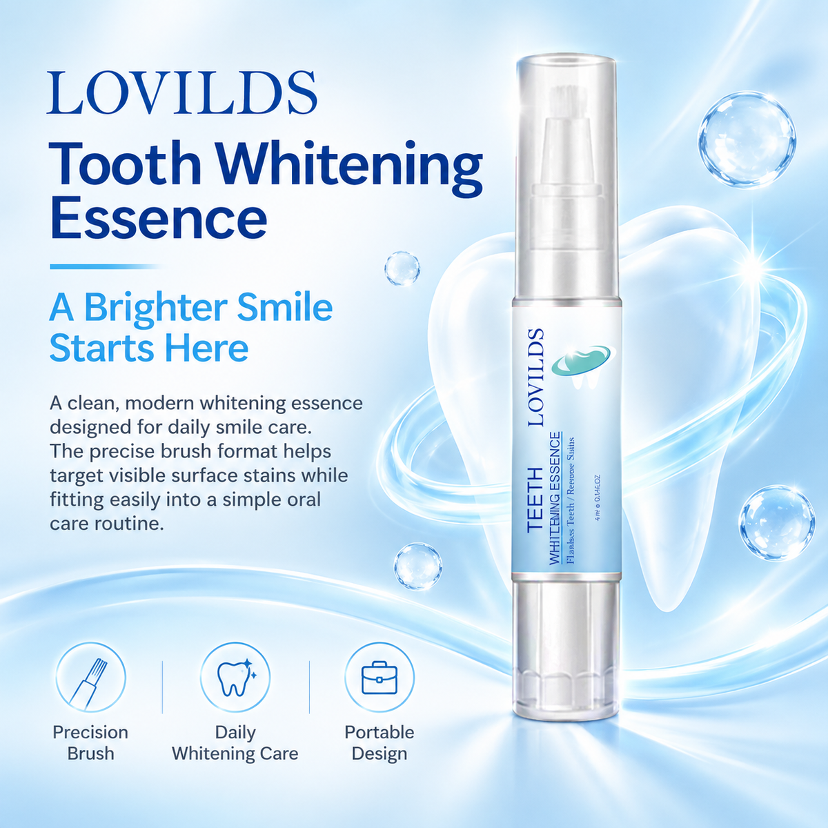LOVILDS Teeth Whitening Pen – Precision Brush for Daily Smile Care