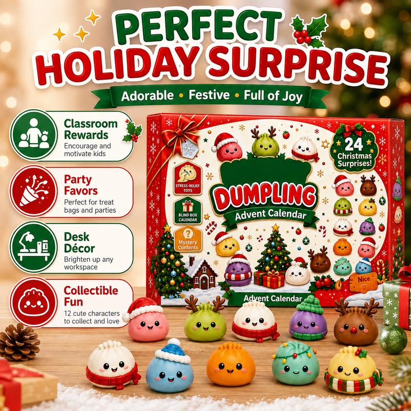 2026 Christmas Advent Calendar - 24 Surprise Kawaii Mini Food Squeeze Toys, Cute Soft Sensory Figures, Stress Relief Holiday Countdown Gift