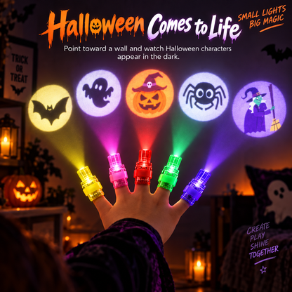 Halloween Finger Projector Lights – LED Ghost & Pumpkin Projection Toys for Kids, Party Favors & Trick-or-Treat