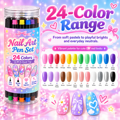 24-Color Nail Art Pen Set – Create Your Own Nail Designs at Home