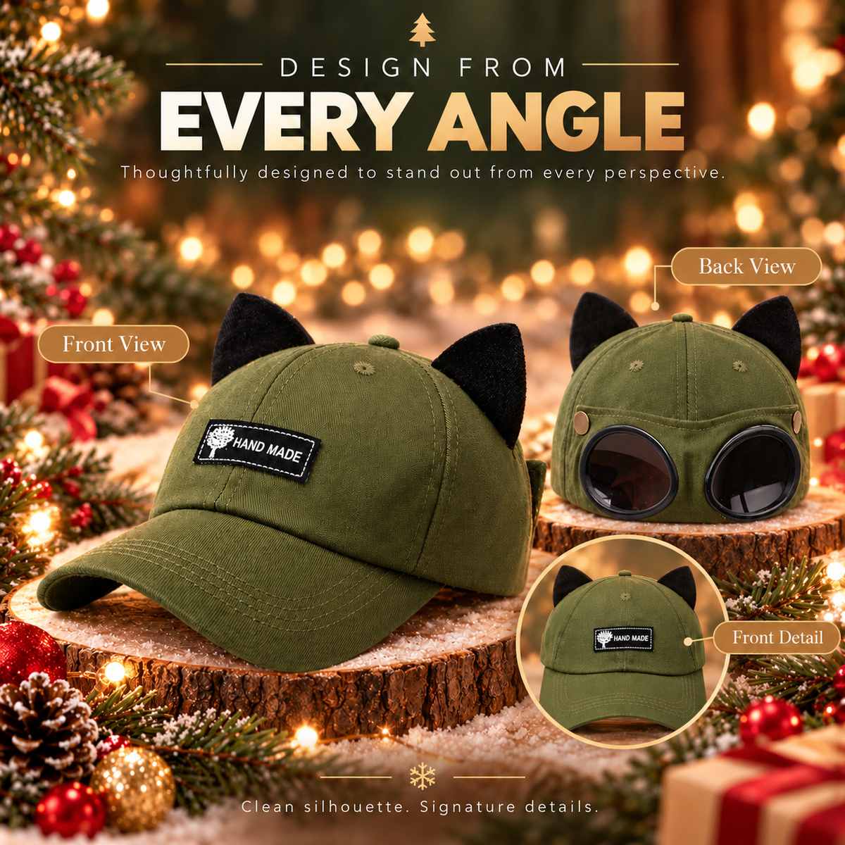Retro Baseball Aviator Cap with Sunglasses-Inspired Detail – Classic & Cat Ear Styles