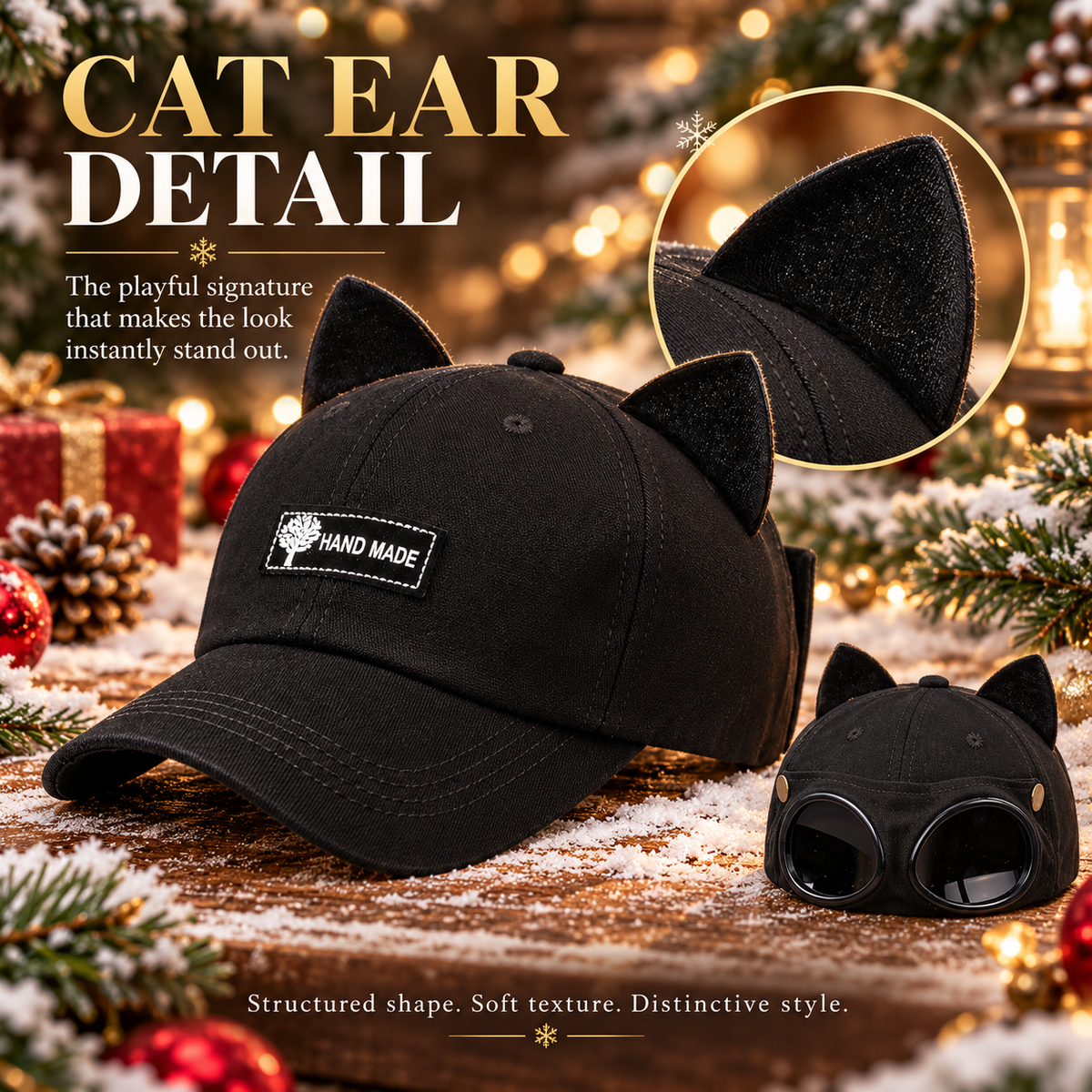 Retro Baseball Aviator Cap with Sunglasses-Inspired Detail – Classic & Cat Ear Styles
