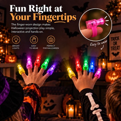 Halloween Finger Projector Lights – LED Ghost & Pumpkin Projection Toys for Kids, Party Favors & Trick-or-Treat